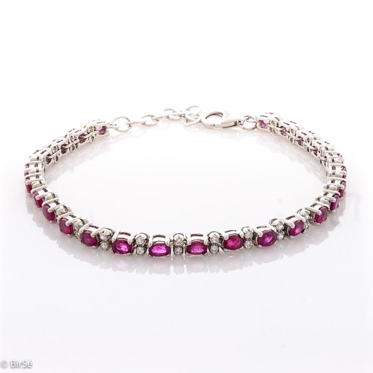 Silver bracelet - Natural rubies 8,75 ct.