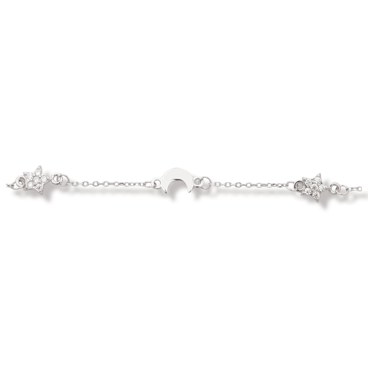 Silver bracelet - Flower and Moon