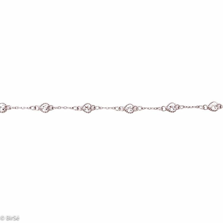 Silver Bracelet - Red Hearts
