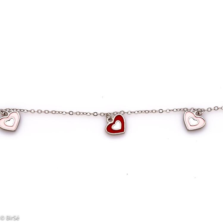 Silver bracelet - Colorful Hearts