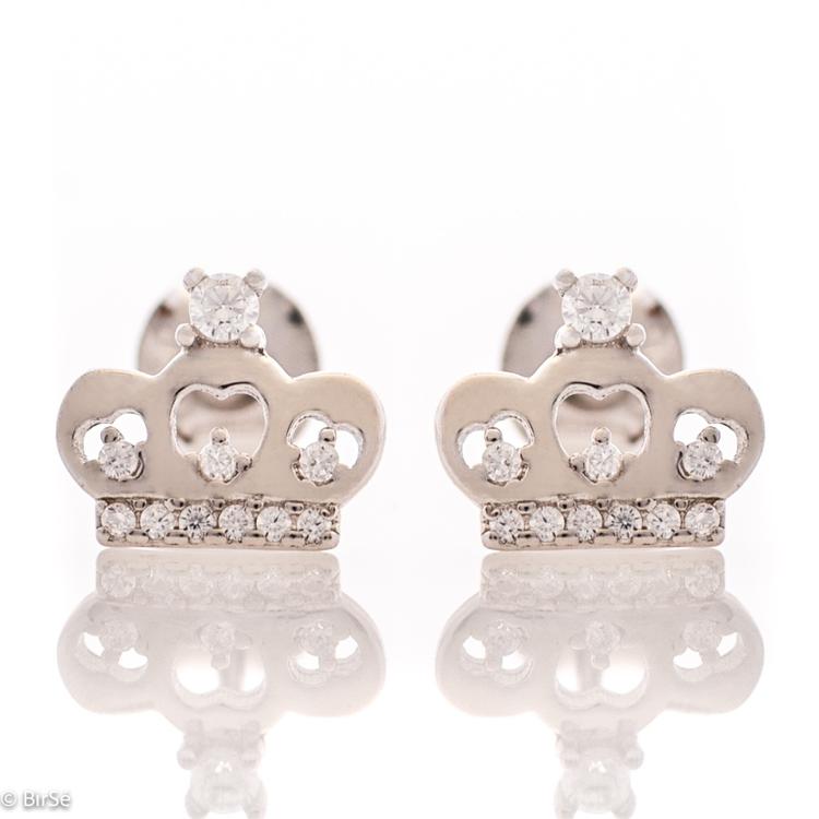 Silver earrings - Crown