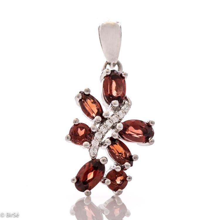 Silver pendant - Natural garnet 1,33 ct.