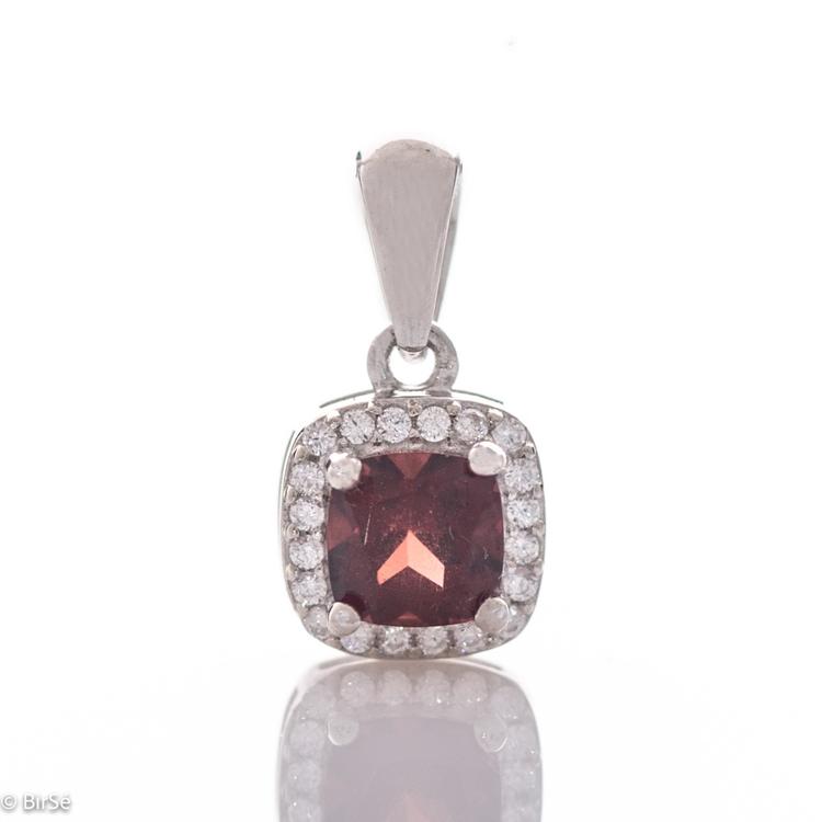 Silver pendant - Natural garnet 0,60 ct.