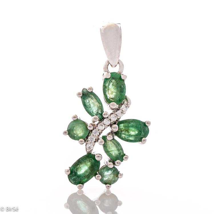 Silver pendant - Natural emerald 1,37 ct.