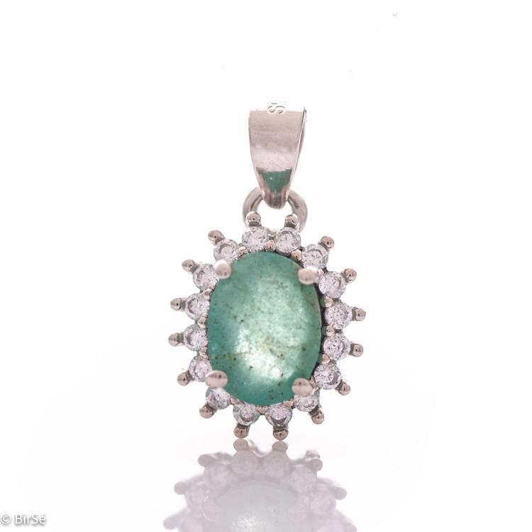 Silver pendant - Natural emerald 1,26 ct.