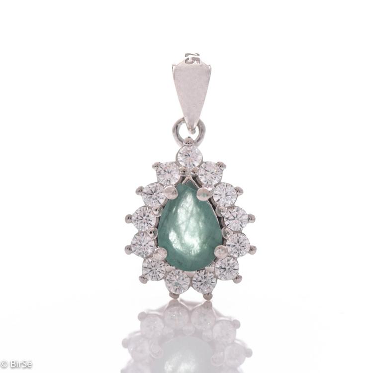 Silver pendant - Natural Emerald 0,70 ct.