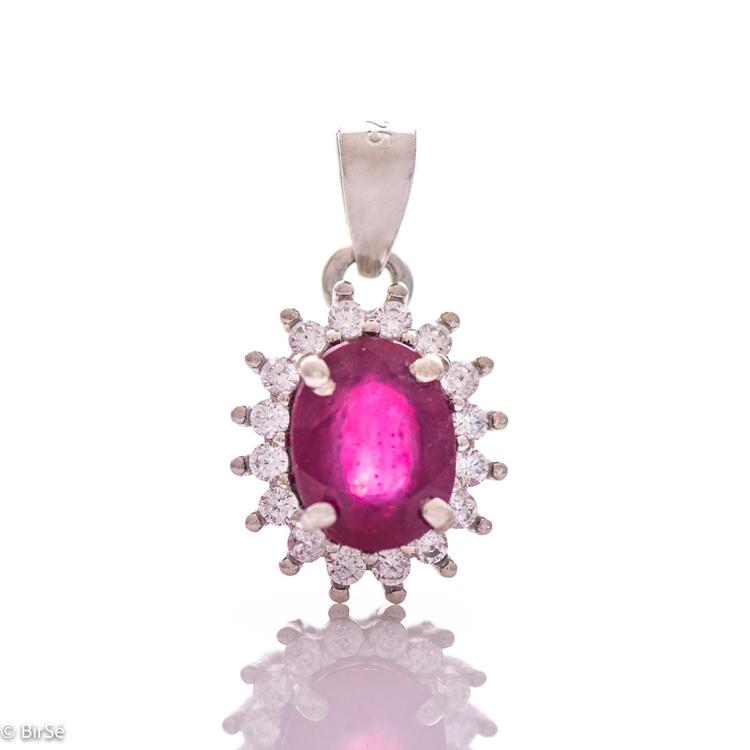 Silver pendant - Natural Ruby 1,55 ct.