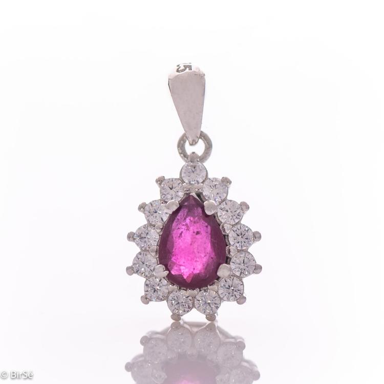 Silver pendant - Natural Ruby 0,75 ct.