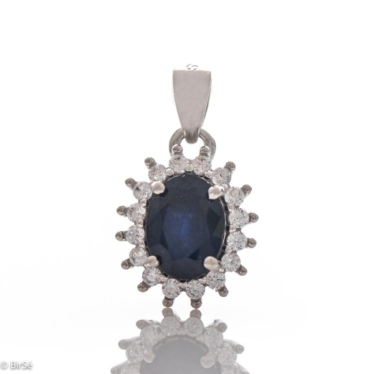 Silver pendant - Natural Sapphire 1,55 ct.