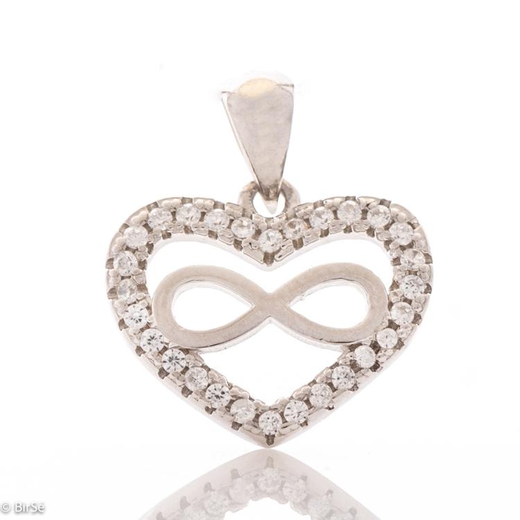 Silver Pendant - Heart with Infinity