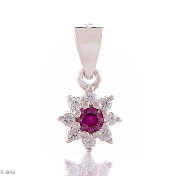 Silver pendant - Ruby color