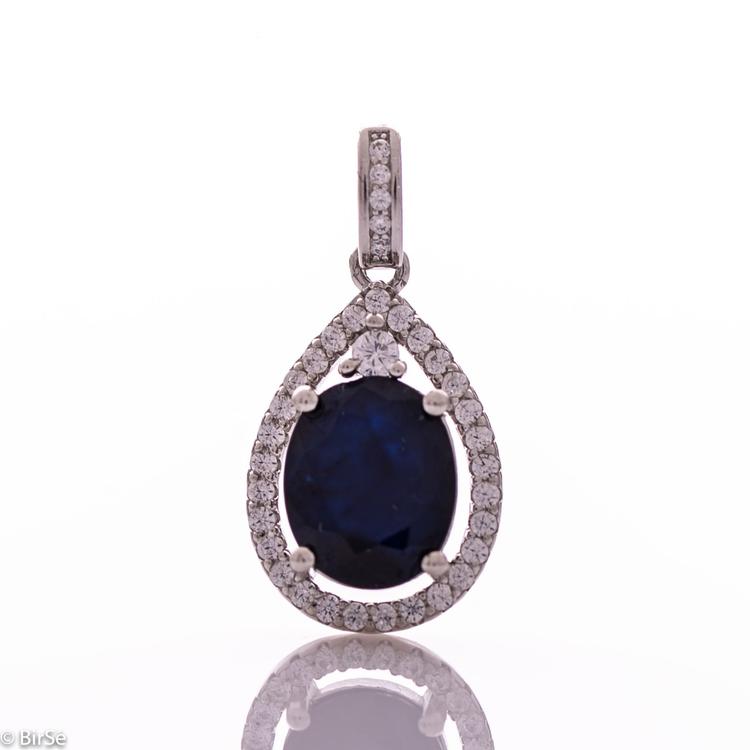 Silver pendant - Natural sapphire 3,15 ct