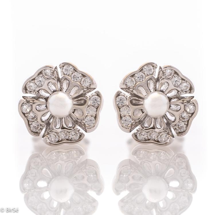 Silver Earrings - Beautiful Flower