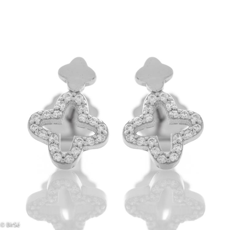 Silver earrings - Two clovers