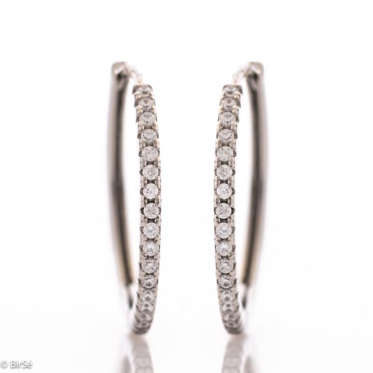 Silver earrings - Rings with zircons