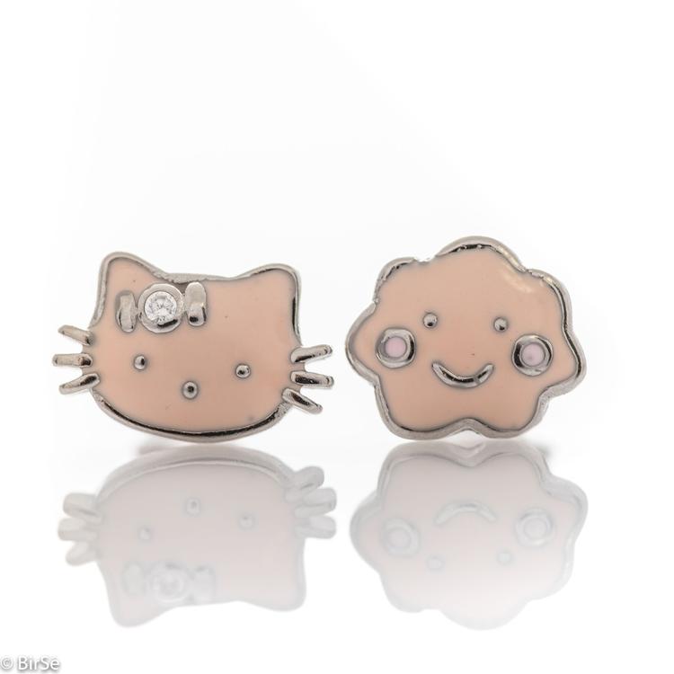 Silver earrings - Kitten and Smile