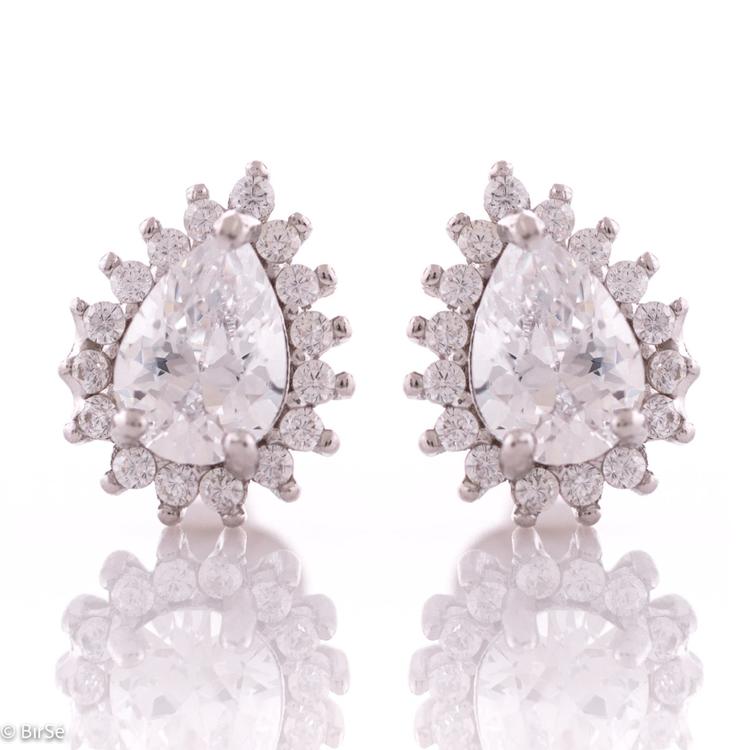 Silver earrings - Zircon drop