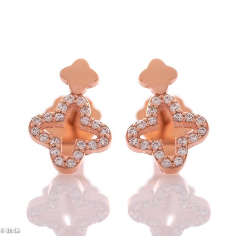 Silver earrings - Two clovers