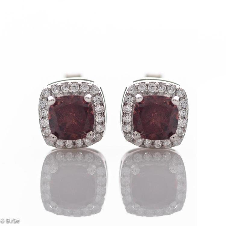 Silver earrings - Natural Garnet 1,20 ct.
