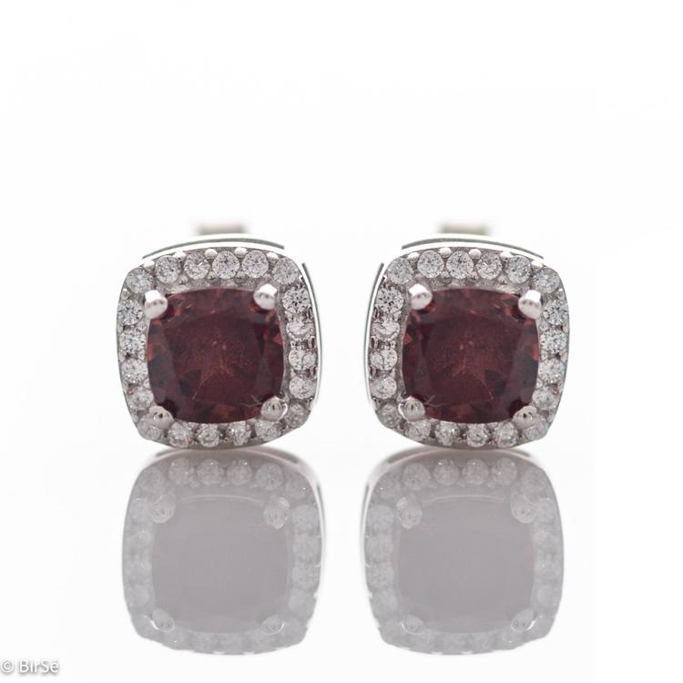 Silver earrings - Natural Garnet 1,20 ct.