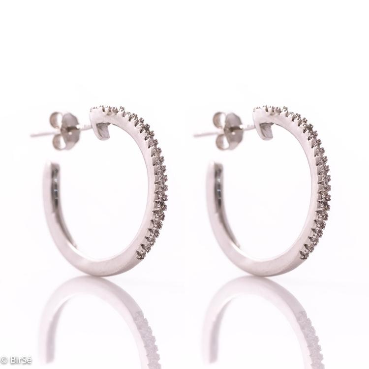 Silver earrings - Rings with zircons