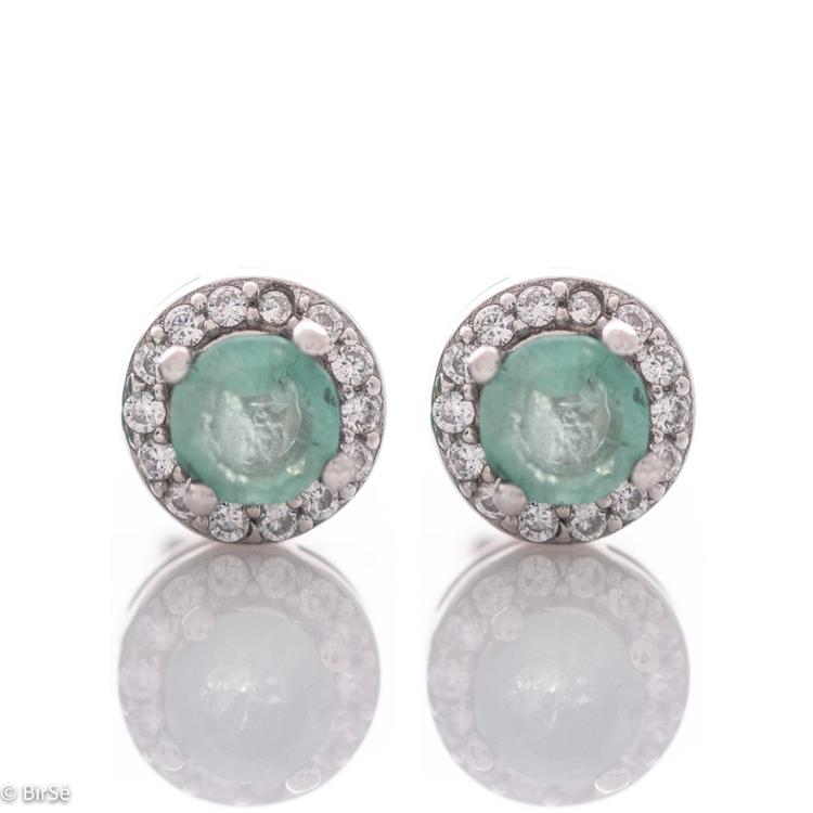 Silver earrings - Natural emerald 1,30 ct.