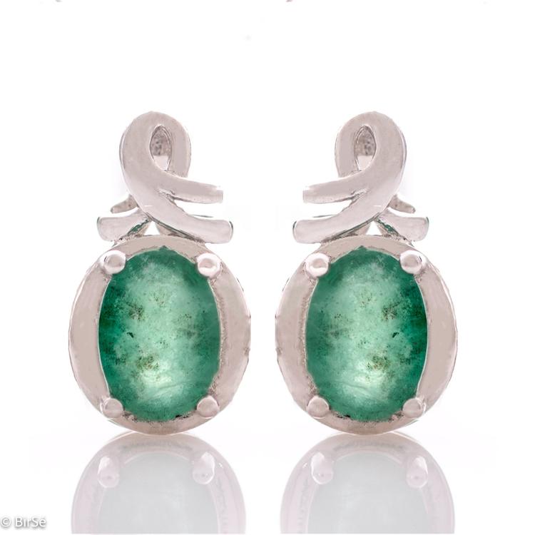 Silver earrings - Natural emerald 1,70 ct.