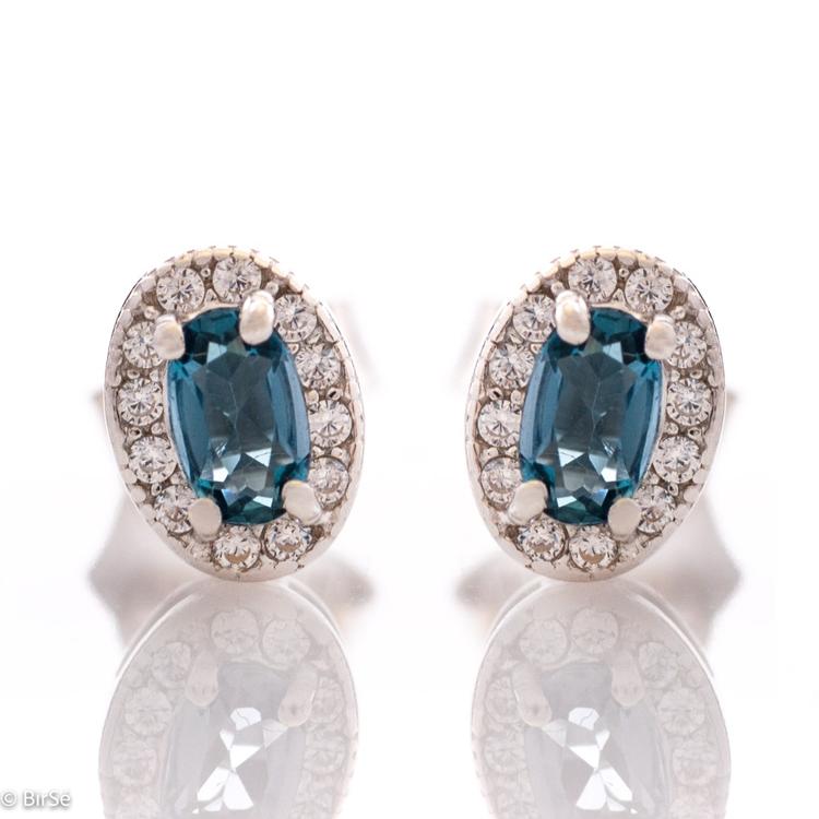 Silver earrings - Natural London Topaz 0,56 ct.