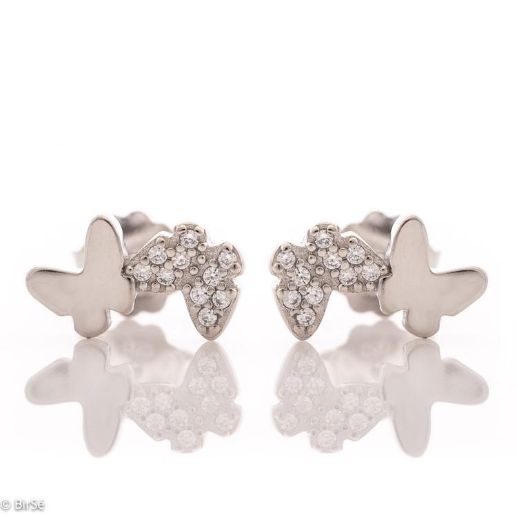 Silver earrings - Two butterflies