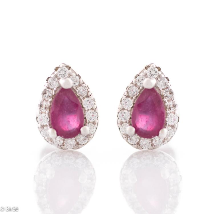 Silver earrings - Natural Ruby 0,60 ct.