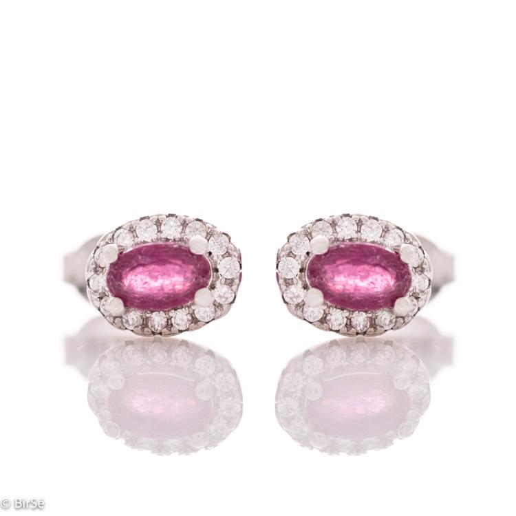 Silver earrings - Natural Ruby 0,70 ct.
