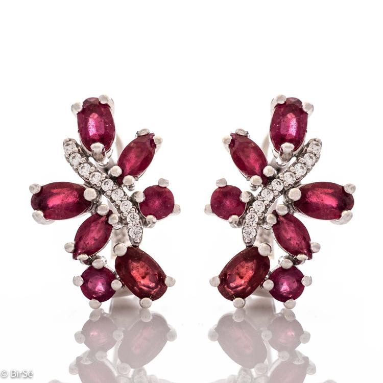 Silver earrings - Natural Ruby 3,66 ct.