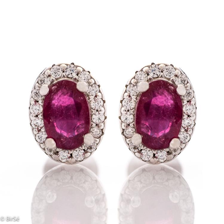 Silver earrings - Natural Ruby 1,20 ct.