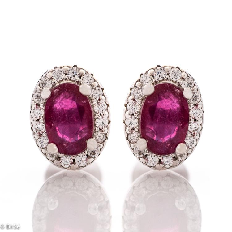 Silver earrings - Natural Ruby 1,20 ct.