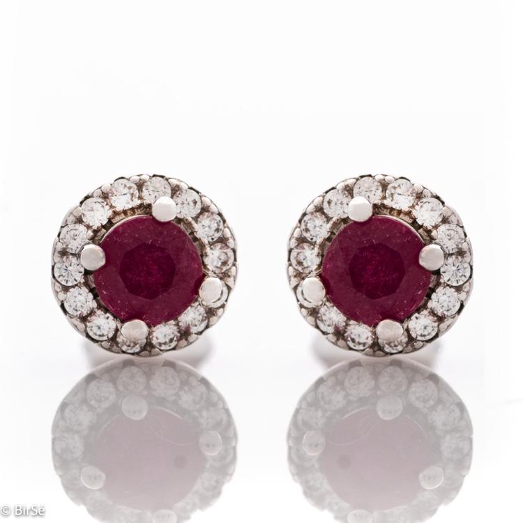Silver earrings - Natural Ruby 0,68 ct.