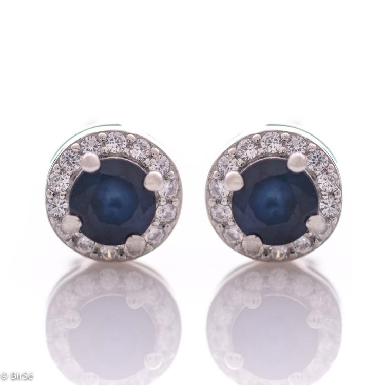 Silver earrings - Natural Sapphire 1,30 ct.