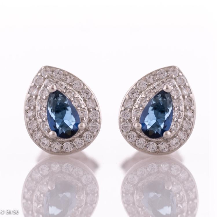 Silver Earrings - Royal Blue