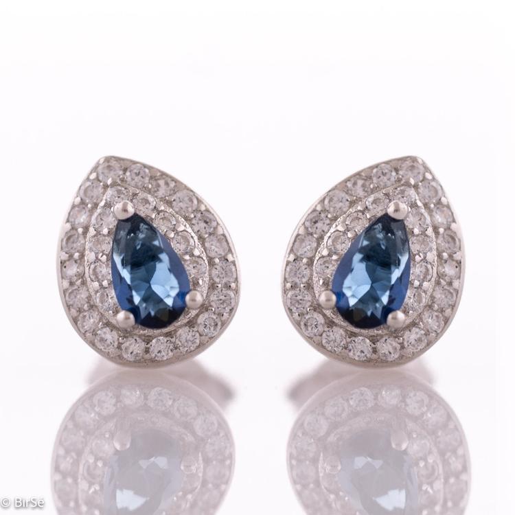 Silver Earrings - Royal Blue