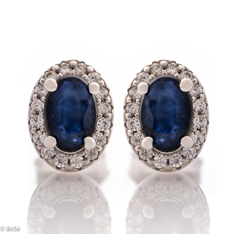 Silver earrings - Natural Sapphire 1,20 ct.