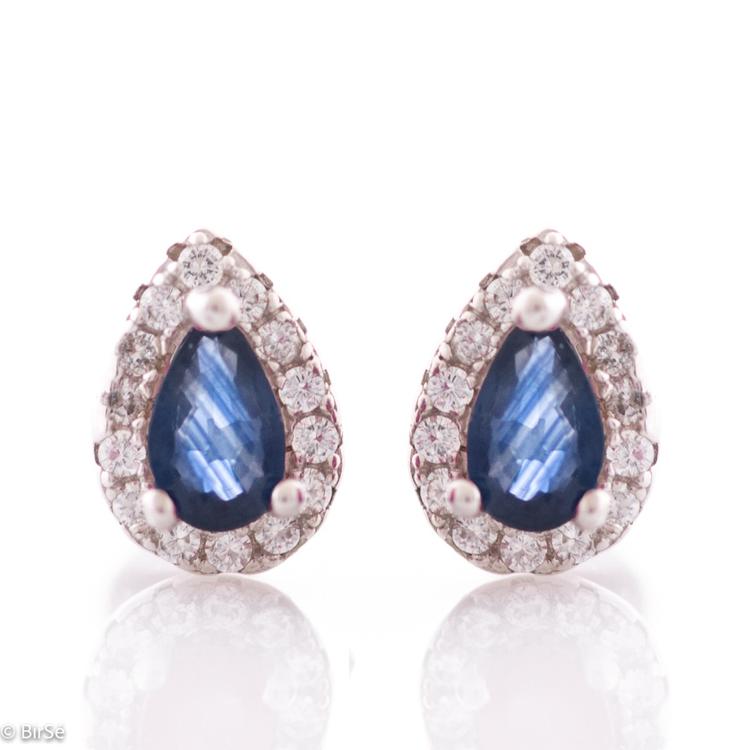 Silver earrings - Natural sapphire 0,60 ct.