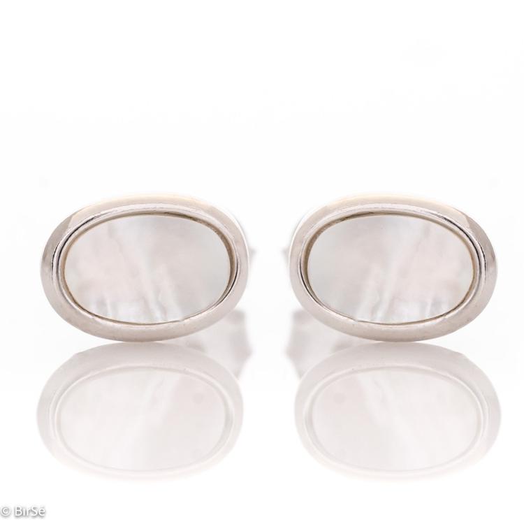 Silver earrings - Oval Mother-of-pearl