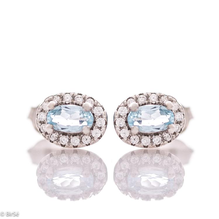 Silver earrings - Natural Blue topaz 0,56 ct.