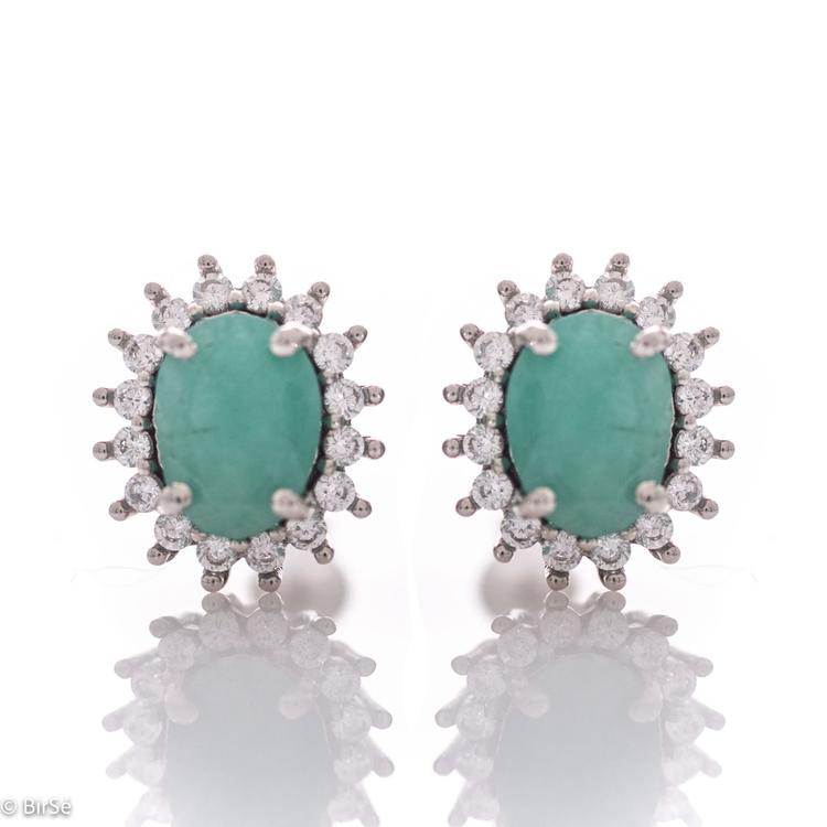 Silver earrings - Natural emerald 2,52 ct.