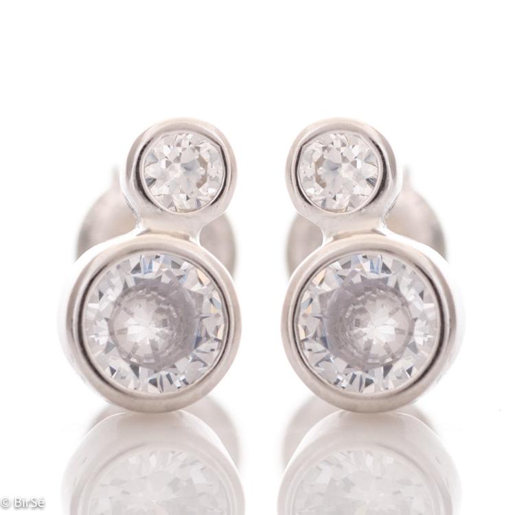 Silver earrings - Two zircons
