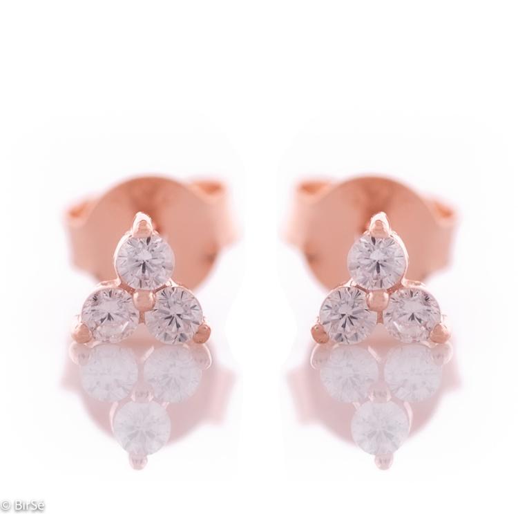 Silver earrings - Three zircons