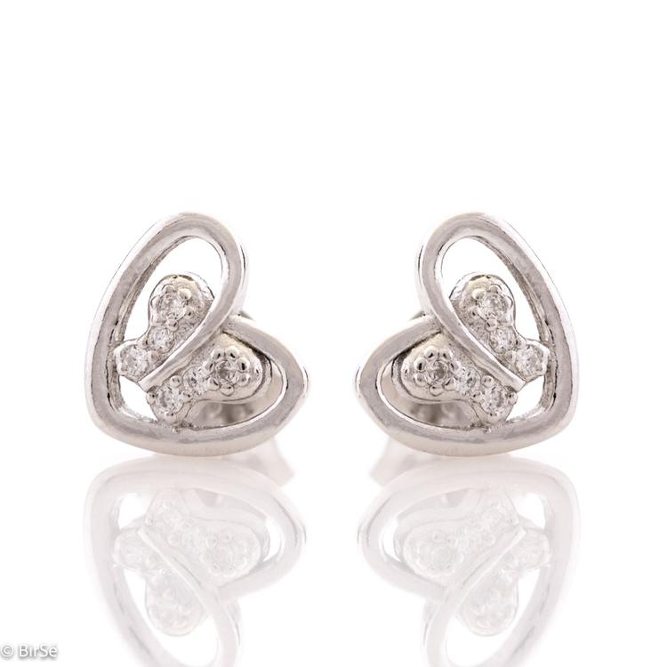 Silver earrings - Butterfly Heart