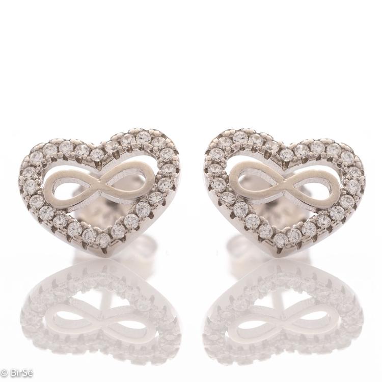 Silver Earrings - Heart with Infinity 