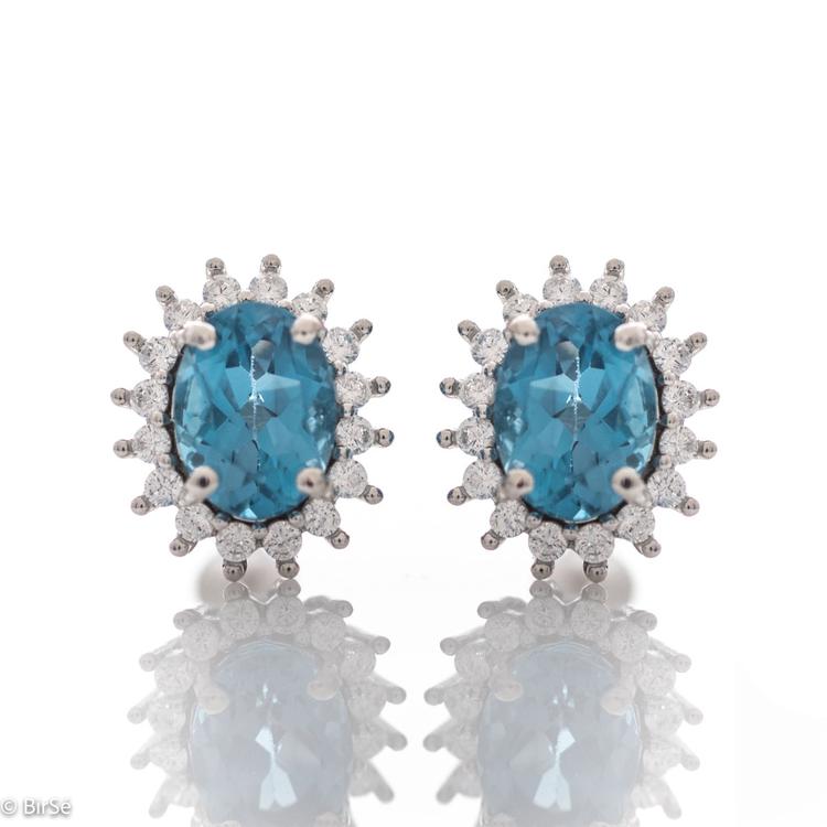 Silver earrings - Natural London Topaz 3,20 ct.