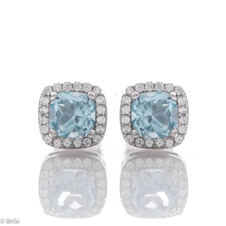 Silver earrings - Natural Blue Topaz 1,12 ct.