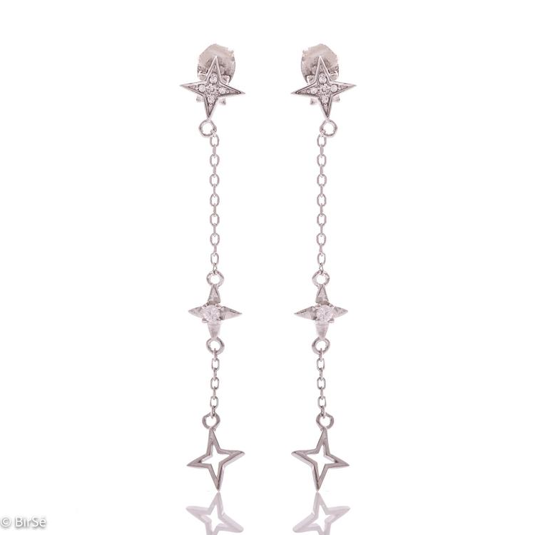 Silver Earrings - Hanging Stars